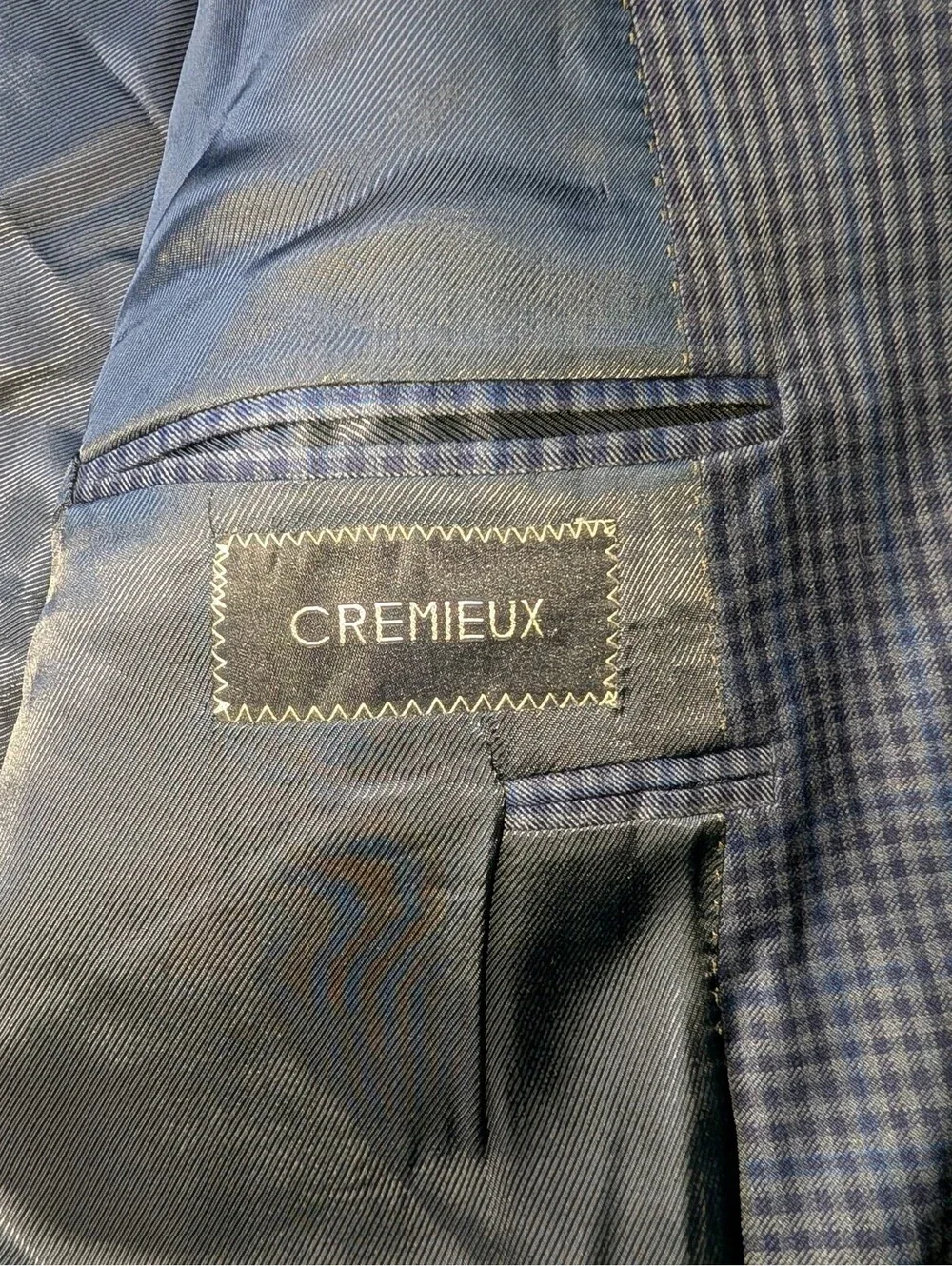Cremieux Loro Piana Blazer Sport Coat Navy Blue Check Windowpane Wool 50R